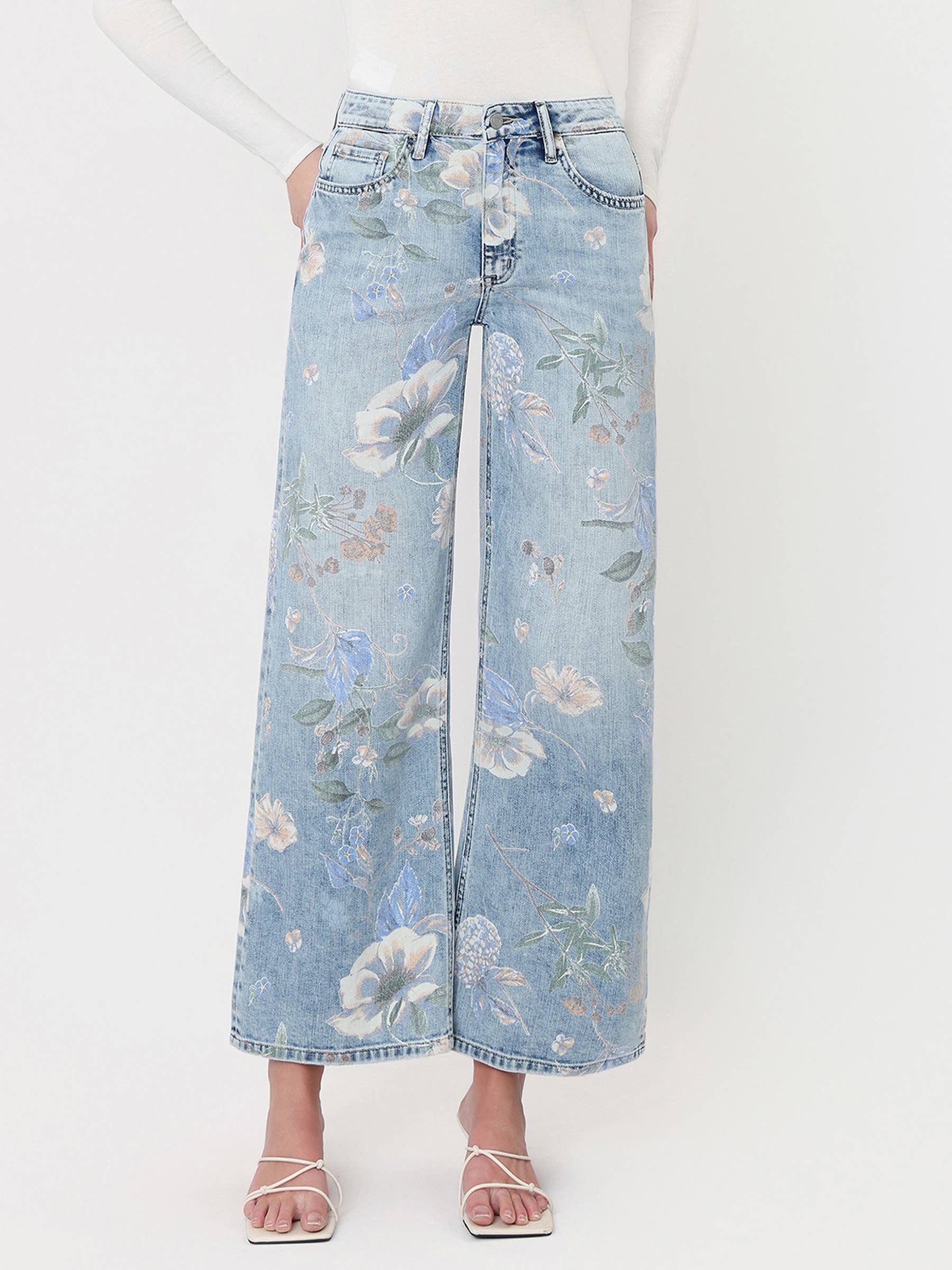 Lucy High Rise Floral Vintage Wide Jeans