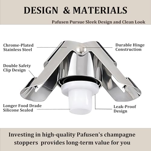 Champagne Stoppers for Bottles, Pafusen 2 Pack Champagne Sealer Stopper