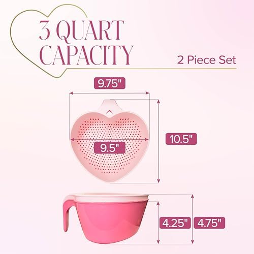 Paris Hilton Heart Bowl & Colander Set, Nesting 2-Piece Design