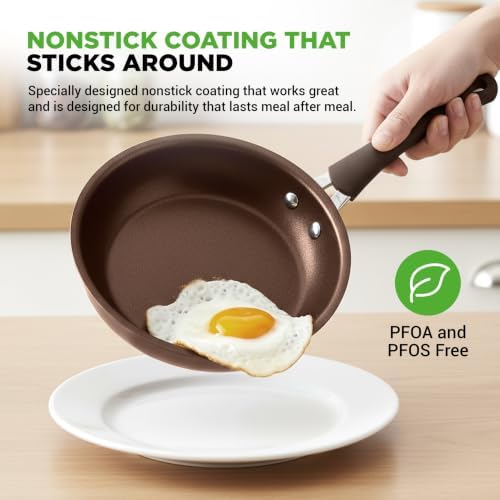 NutriChef 14-Piece Nonstick Brown Cookware Set