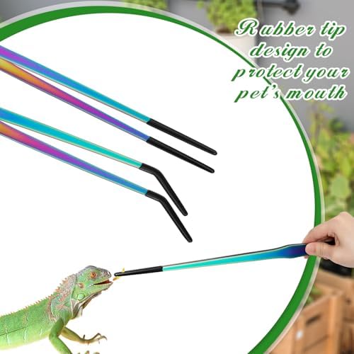 Lasnten 2 Pcs Extra Long Stainless Steel Reptile Feeding Tongs