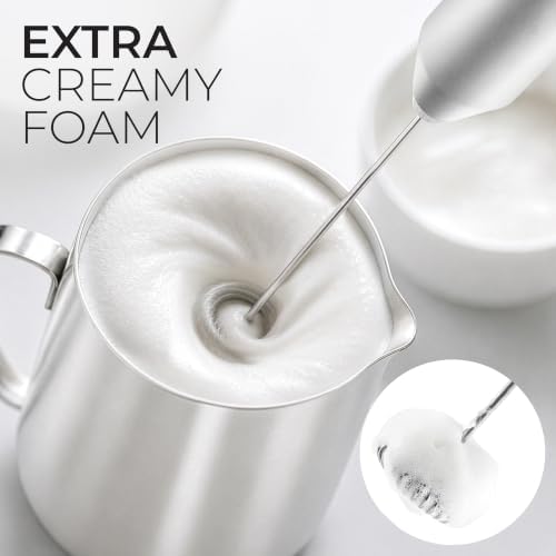 Zulay Kitchen Powerful Milk Frother AA Batteries Included – Ultra Fast Handheld