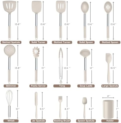 Onader Silicone Cooking Utensils Set of 15, Kitchen Utensils Set