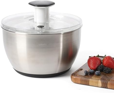 Calphalon Aero 6.3-Qt Stainless Steel Salad Spinner, Fruit & Vegetable Washer