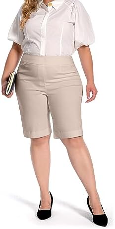 Jenna Rose Women's Pull-On Dress Shorts w/D-Ring – Work & Office Casual