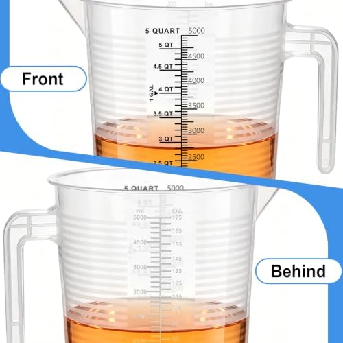 5000 ml Measuring Cup with Easy-Read Guide Stripes, 1 Gallon Plastic Pitcher