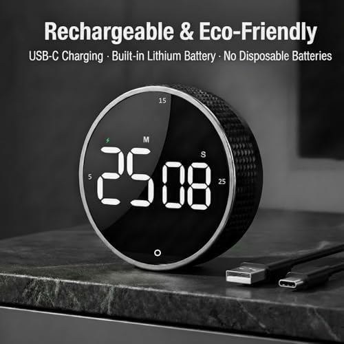 Rechargeable USB-C Digital Kitchen Timer