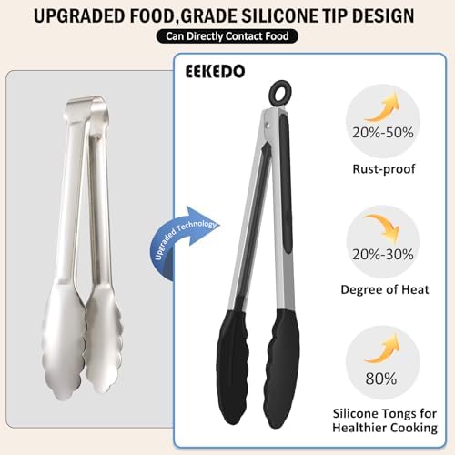 Kitchen Tongs with Silicone Tips, Tongs