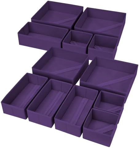 DIMJ Drawer Organizer Clothes, 12 Pack Dresser Organizer, Foldable Closet