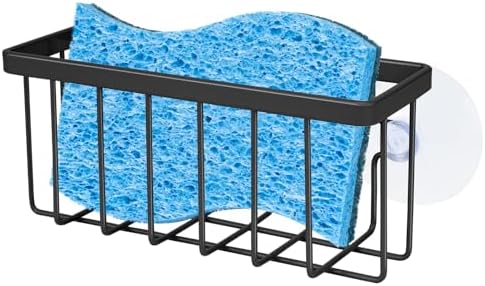SHFKS Sponge Holder for Kitchen Sink Suction, Dish Sponge Holder-Black
