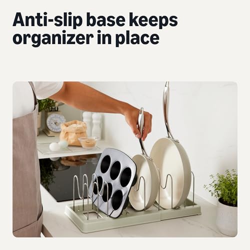 Amazon Basics Pot and Pan Organizer, Includes 10 Moveable Dividers, Stainless