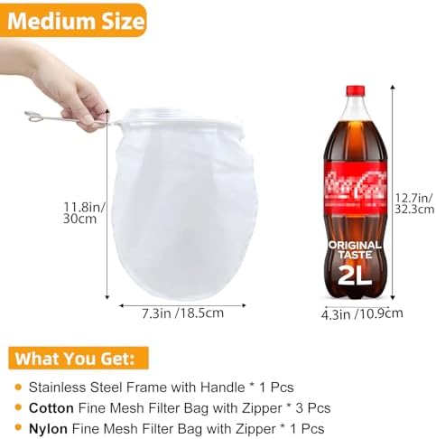 5 Pcs Premium Ultra Fine Mesh Strainer Bags