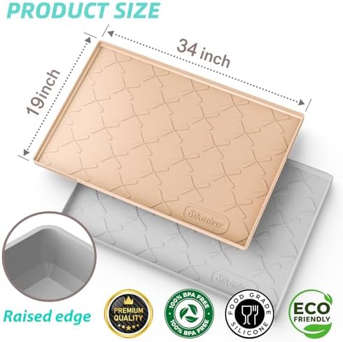 SIKADEER Waterproof Under Sink Mat 34" x 19" Cabinet Protector Silicone Mat