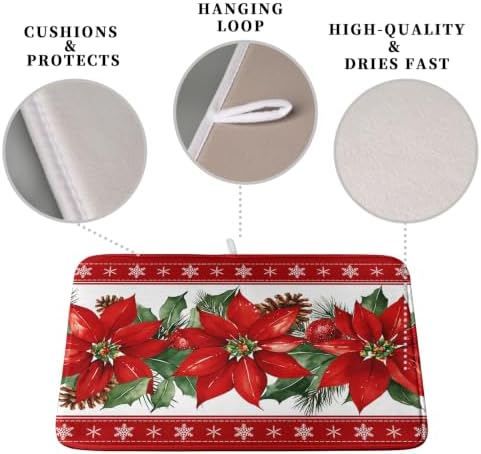 Christmas Poinsettia Dish Drying Mat