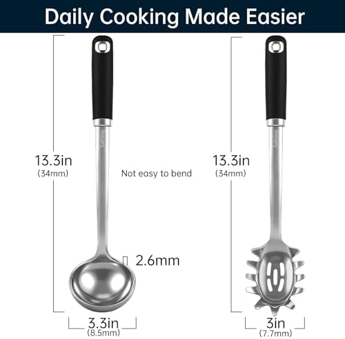 Safring Stainless Steel Soup Ladle and Spaghetti Spoon Set, Heat Resistant