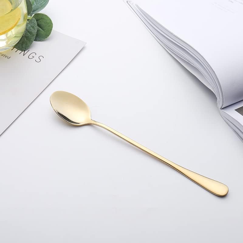 Set of 10 Long-Handle Spoons for Iced Tea, and Desserts