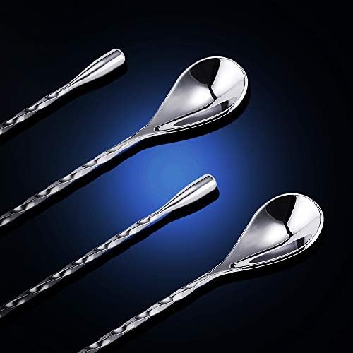12 Inches Mixing Spoon Stainless Steel, 2 Pack Spiral Pattern Bar Spoon
