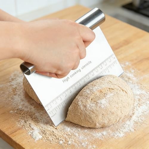 RUPOHIU Dough Scraper for Baking, Stainless Steel Bench Scraper