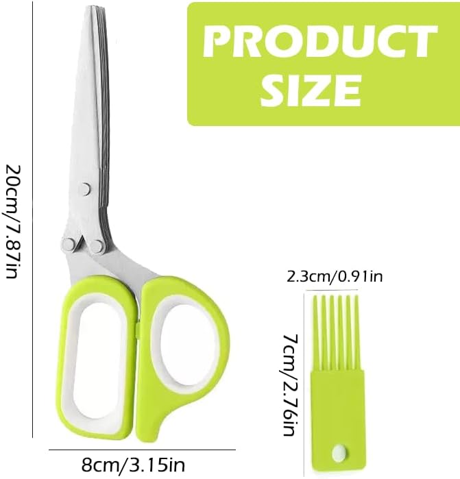 5 Blade Herb Scissors with Cleaning Comb, Thickened Stainless Steel Kitchen