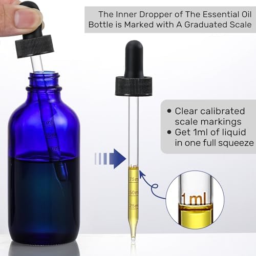 4 Pack 4oz Glass Dropper Bottles - 120ml Dark Blue Tincture Bottles with