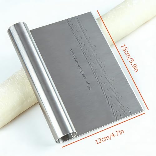 RUPOHIU Dough Scraper for Baking, Stainless Steel Bench Scraper