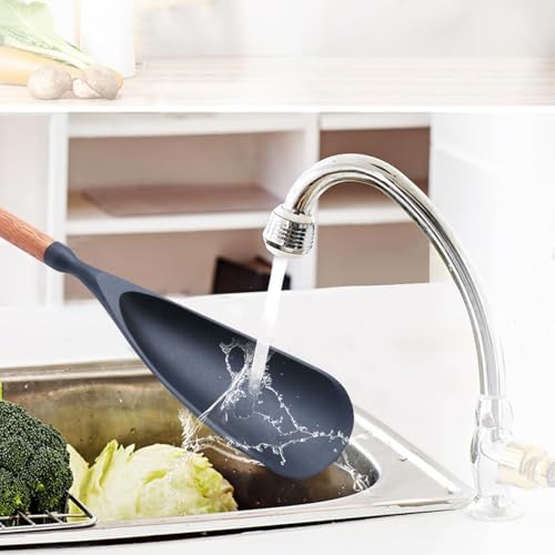 Cooking Spoon for Nonstick Cookwares, Durable BPA-Free Matte Black Silicone