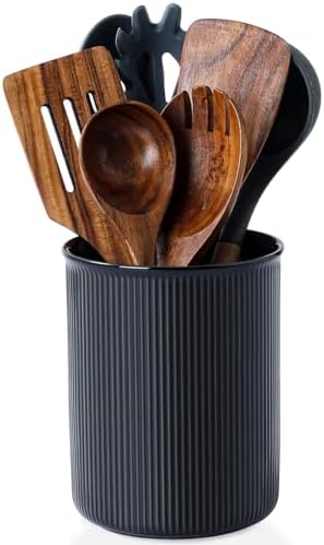 LoeJan Utensil Holder, Extra Large Utensil Crock, Stable Ceramic Utensil