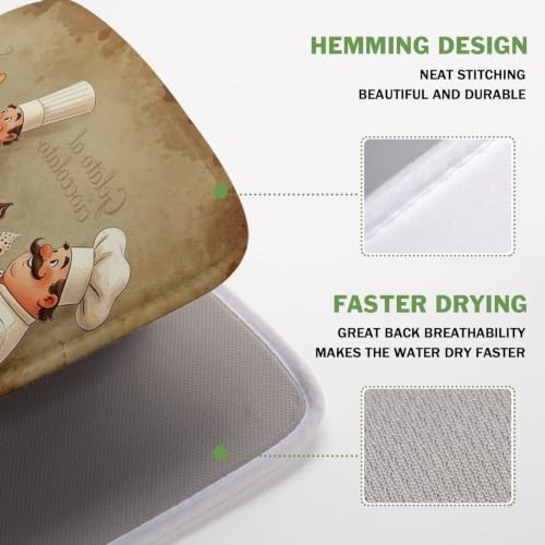 Fat Chef Dish Drying Mats for Kitchen Counter 16x18 Inch Buffalo Plaid Cooking