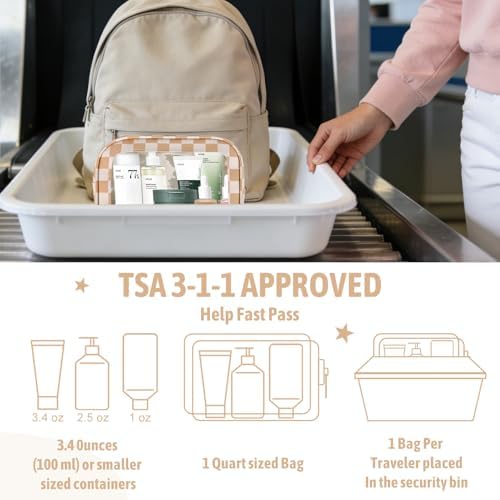 YOPCDJ 3PCS Clear Toiletry Bag, TSA Approved Travel Makeup Pouch