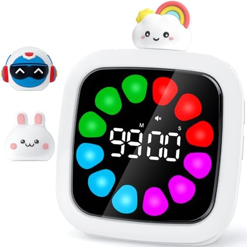Yunbaoit Digital Visual Timer for Kids, 99-Minute Countdown, Rechargeable