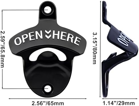 12 PCS Stainless Beer Bottle Top Opener Wall Mounted Bulk Black