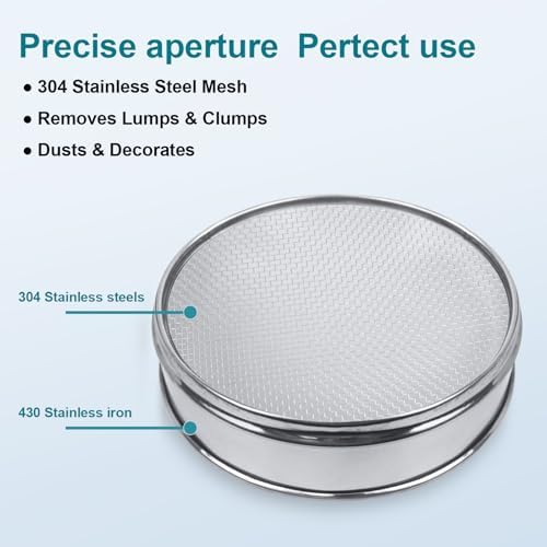 7.9" 304 Stainless Steel Lab Sieve, 10 Mesh Screen Sifter