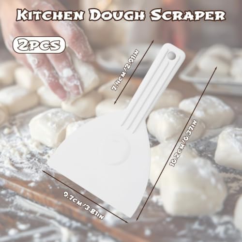 2PCS Plastic Handle Pizza Dough Scrapers, Baking Food Scrappers