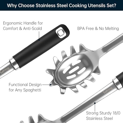 Safring Stainless Steel Soup Ladle and Spaghetti Spoon Set, Heat Resistant