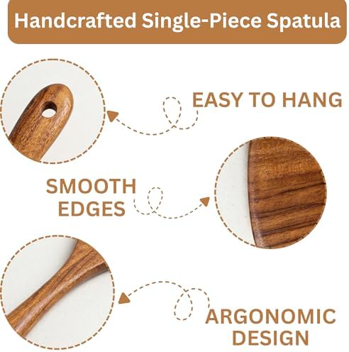 DADU BADU Premium Teak Wood Spatula – 12" Handmade Wooden Turner