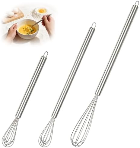 Whisks for Cooking, 3 Pack Mini Whisk for Whisking, Blending Eggs & Sauces