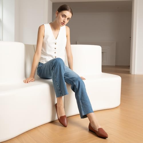 MUSSHOE Flats for Women Pointed Toe-Comfortable Business Casual Work Shoes