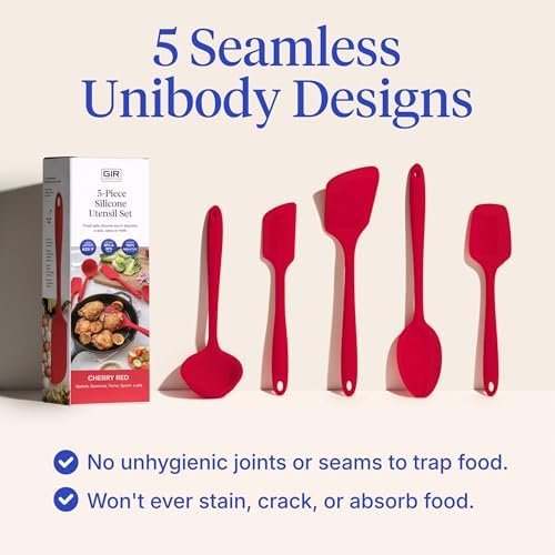 GIR: 5-Piece Silicone Essentials Kitchen Utensils Set – Cherry Red