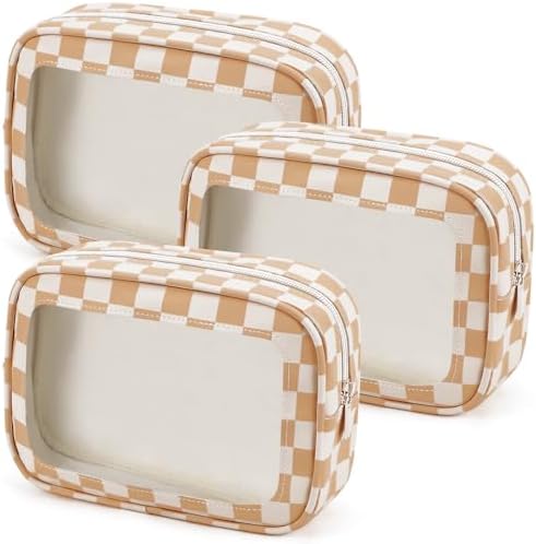 YOPCDJ 3PCS Clear Toiletry Bag, TSA Approved Travel Makeup Pouch