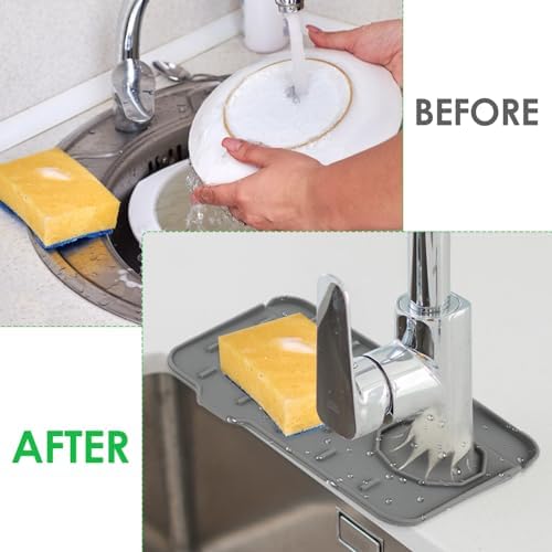 Dimeho Sink Faucet Splash Guard Mat Silicone Soap Dish Pad Faucet Handle Drip