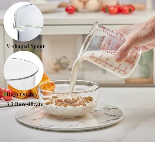 High Borosilicate Glass Measuring Cup Set-V-Shaped Spout，Includes 250ml