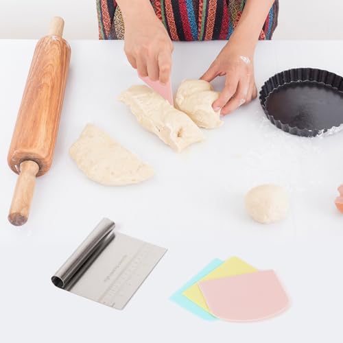 6 Pcs Dough Scraper Bench Scraper, Stainless Steel Scraper/Chopper & Plastic