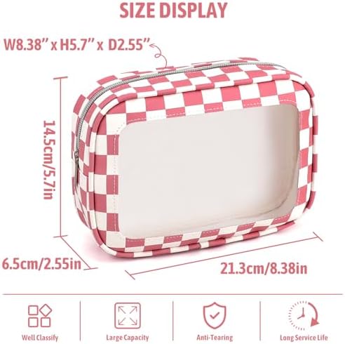 YOPCDJ 3PCS Clear Toiletry Bag, TSA Approved Travel Makeup Pouch