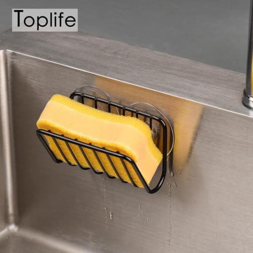 Toplife Sponge Holder for Kitchen Sink, Rust-Proof Suction Cup Sponge Caddy