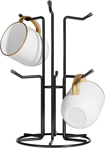 HULISEN Mug Tree for Large Cups, 6 Hook Countertop Coffee Mug Holder