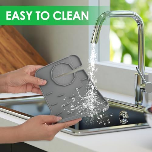 Dimeho Sink Faucet Splash Guard Mat Silicone Soap Dish Pad Faucet Handle Drip