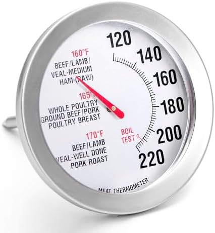 Stainless Steel Oven Safe Meat Thermometer, Extra Large 2.4-inches Dial