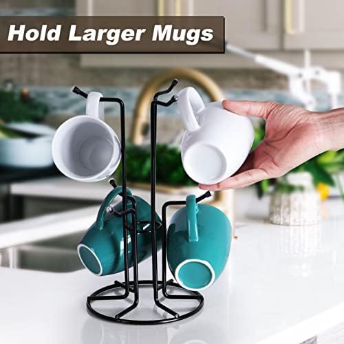 HULISEN Mug Tree for Large Cups, 6 Hook Countertop Coffee Mug Holder