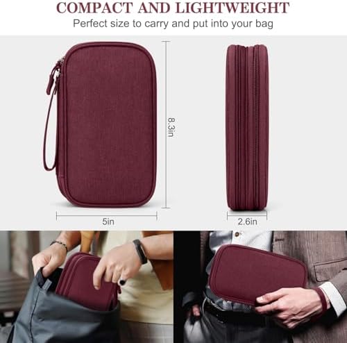 FYY Electronic Organizer, Travel Tech Pouch Bag, Wine Red
