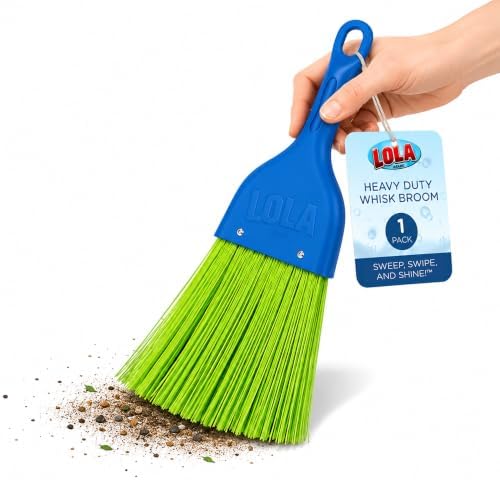 LOLA Heavy Duty Whisk Broom, Hand Brush, Durable Bristles, Whisks Away Dirt &